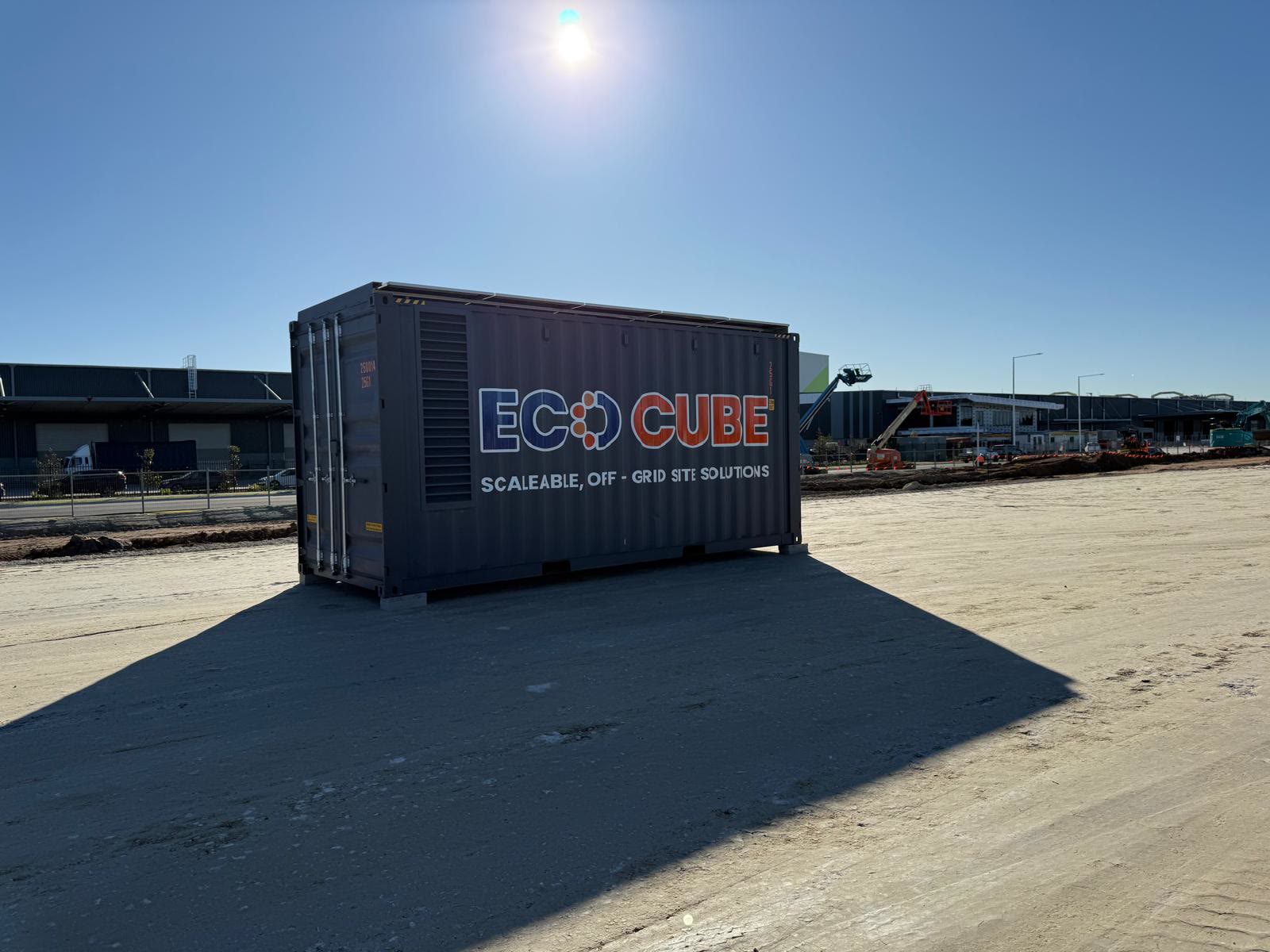 20ft Eco Cube on an open site under a clear sky